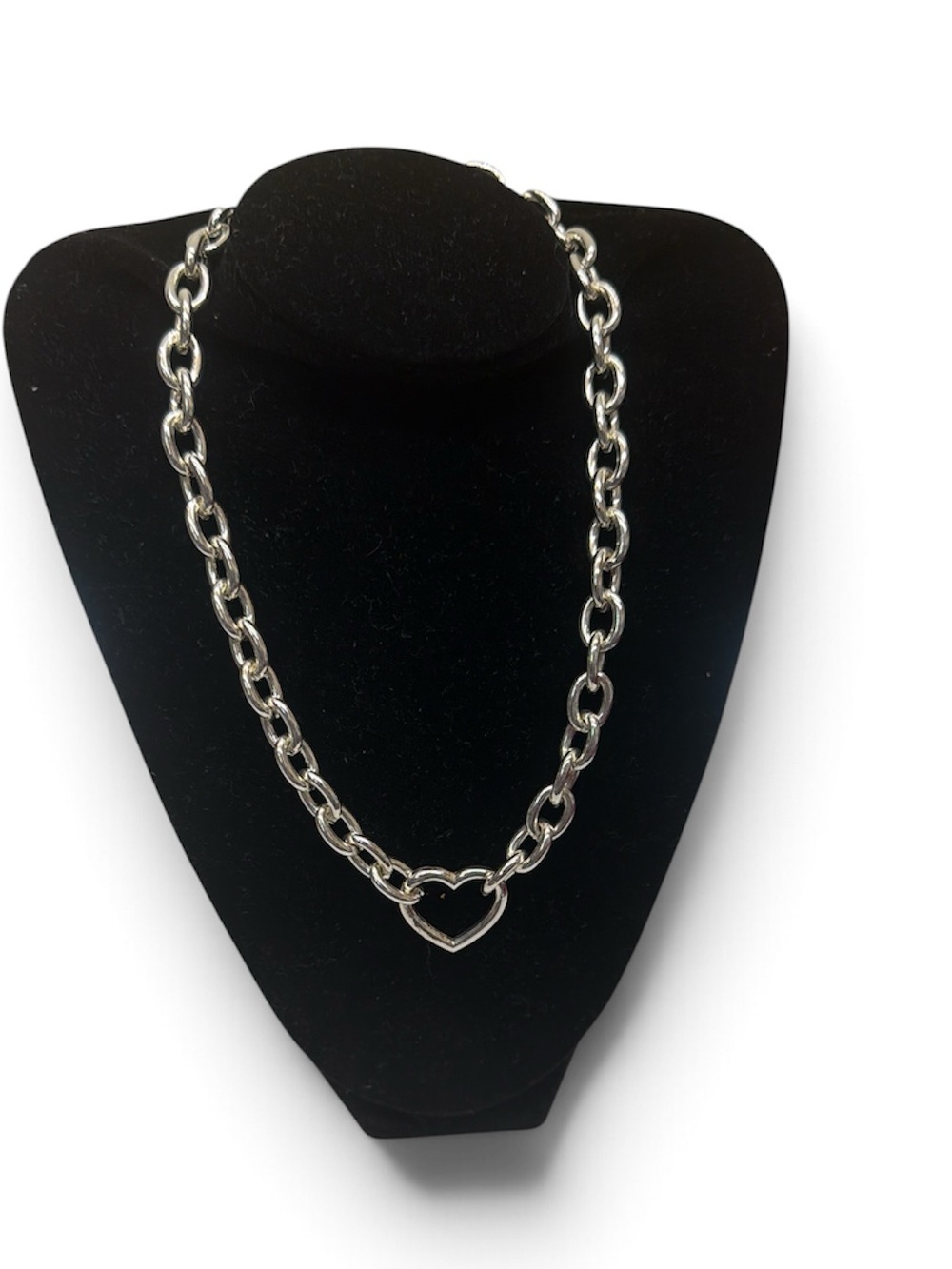 Silver Tone Heart Necklace
